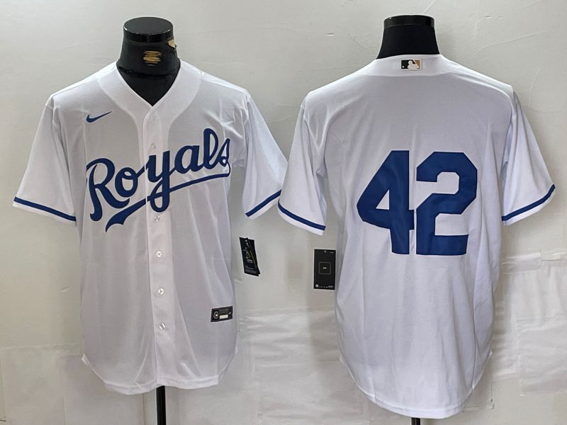 Men Kansas City Royals #42 No Name White Game 2024 Nike MLB Jersey style 1